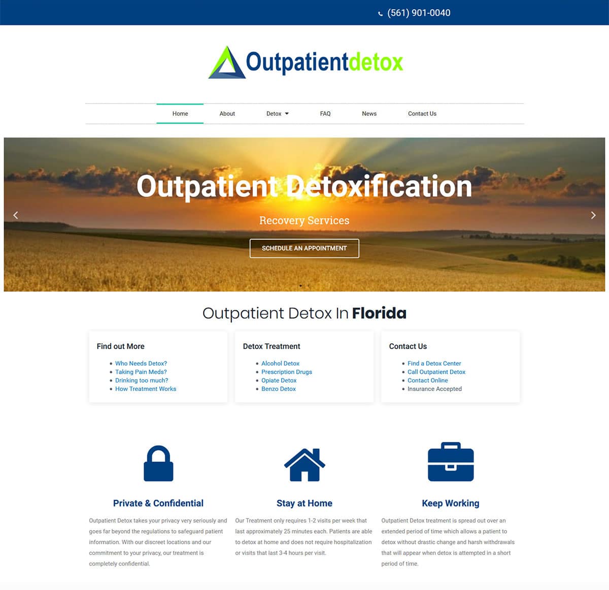 California web design and website development for a medical company Outpatient Detox Florida
