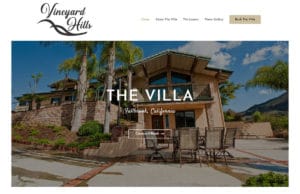 California web design and website development for a rental home Vineyard Hills Villa in FAllbrook, California