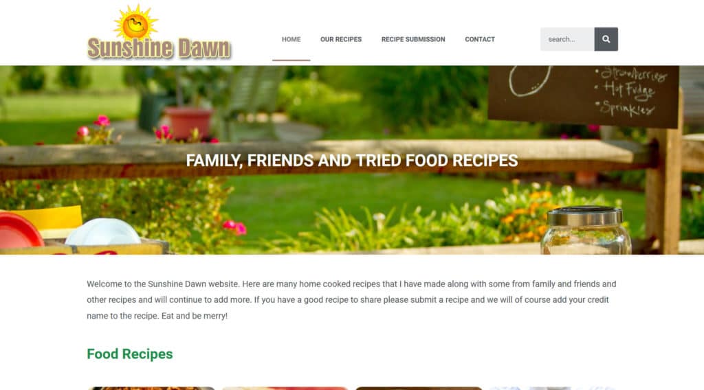 Sunshine Dawn food recipe website